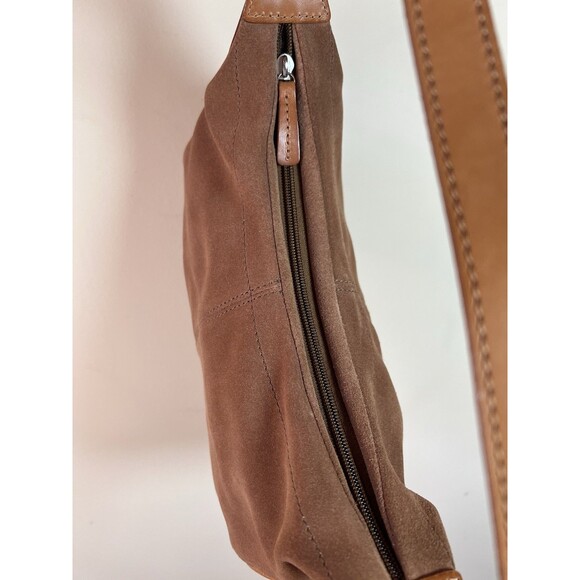 Vintage 90's Suede Fossil Hobo Bag With Vintage Fossil Key Charm - Picture 9 of 12